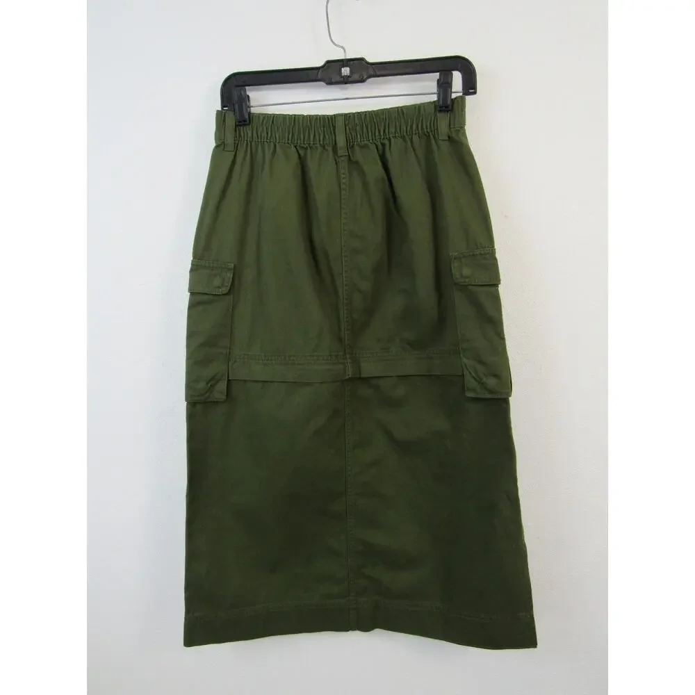 NWT Madewell XS Cargo Convertible Midi Skirt in (Re)generative Chino Olive Green